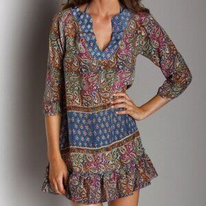 Tolani Silk Ginger Dress Tunic Silk Boho Paisley Anthropologie